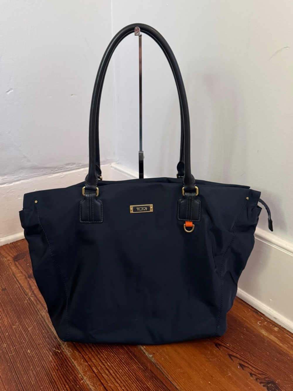 Tumi Voyageur Large Navy Blue Nylon Leather Tote Bag